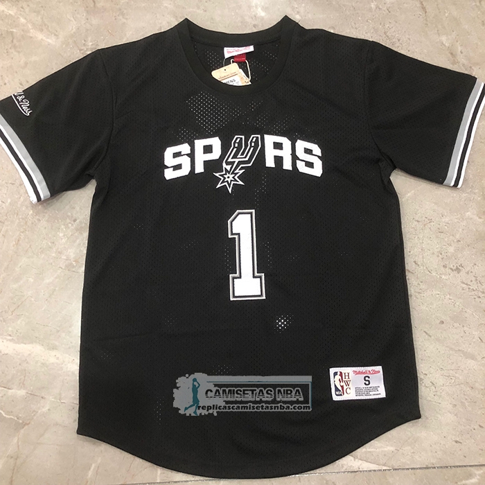 Camiseta Manga Corta San Antonio Spurs Victor Wembanyama NO 1 Negro